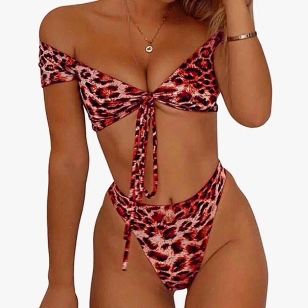 Pretty Garden Leopard Print Bikini Set Size M